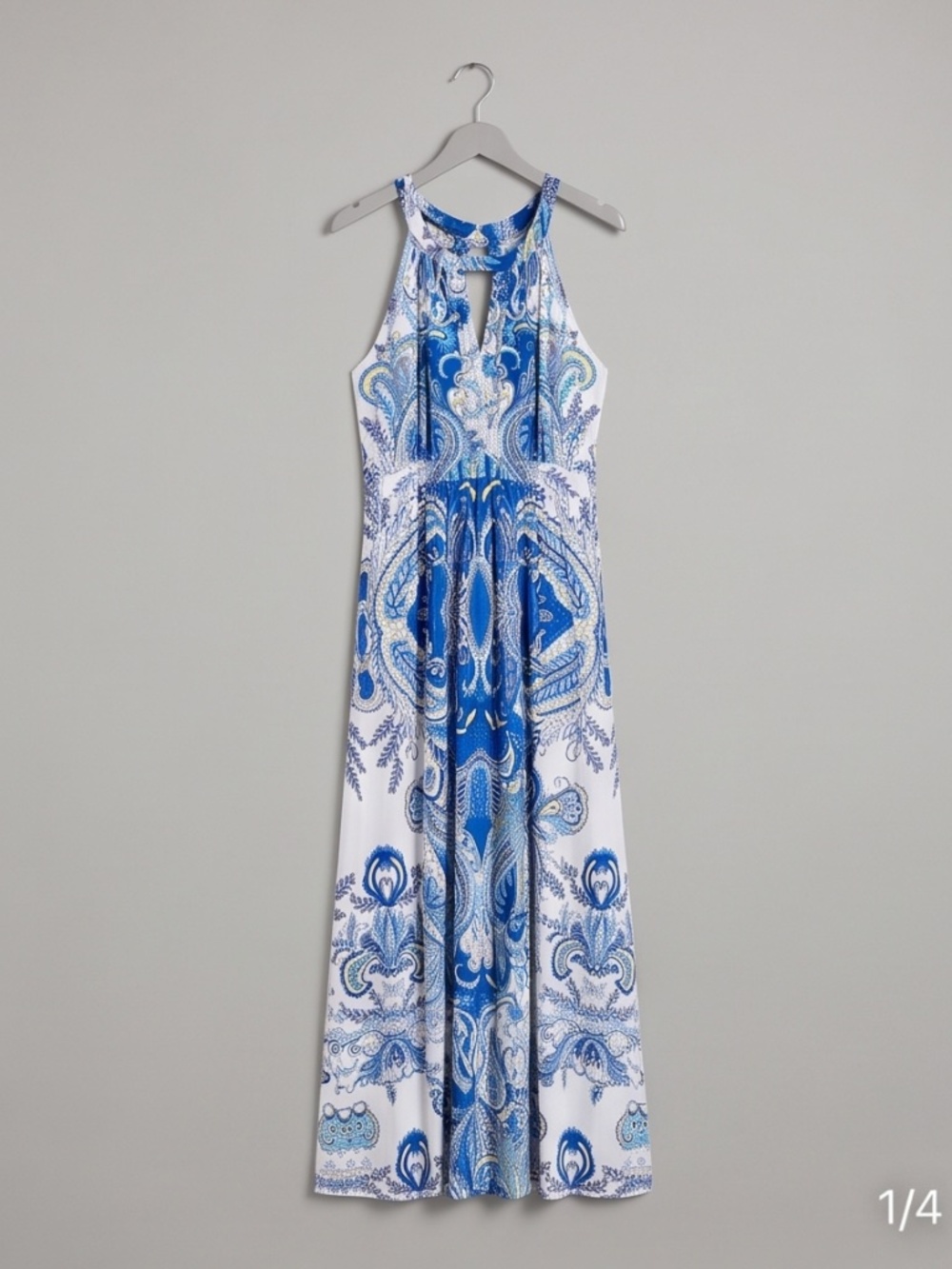 White and Blue Maxi Dress